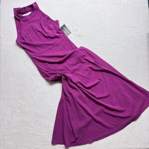 Alexa B Nites Women's Size 6 Fushia Violet Halter Neck Bow Detail Maxi Dress